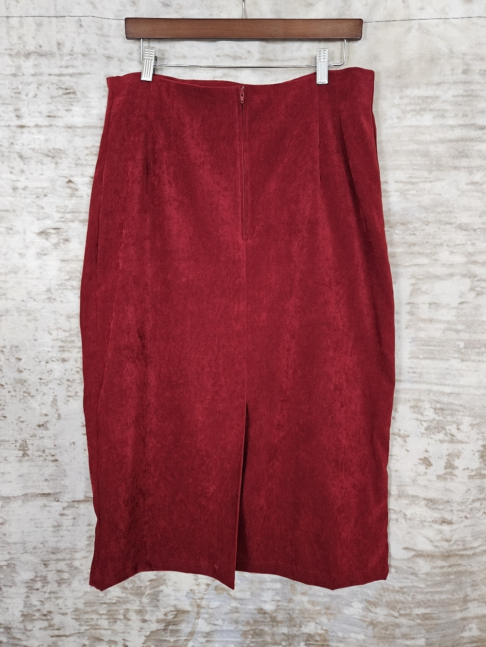 Vintage 1990s Burgundy Red Midi Pencil Skirt M 90s Briggs Whimsigoth - Picture 10 of 14